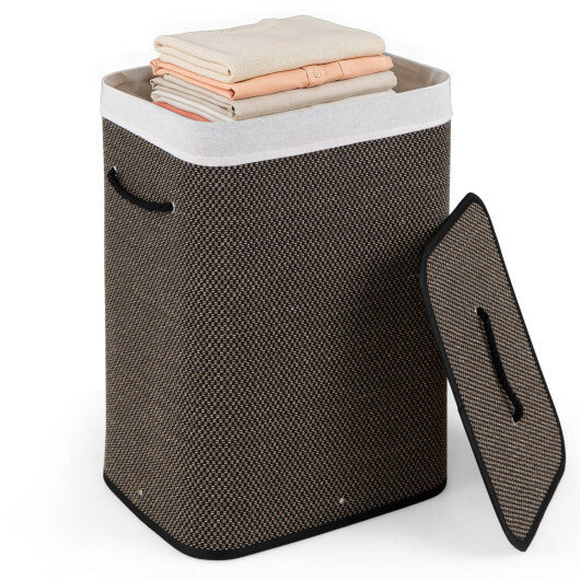 19 Gal Capacity Bamboo Clothes Hamper with Removable Liner and Portable Handles-Brown LuxuryLifeWay Online Store
