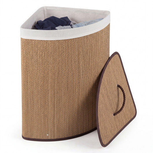 15 Gal Capacity Bamboo Laundry Hamper with Removable Liner-Brown LuxuryLifeWay Online Store