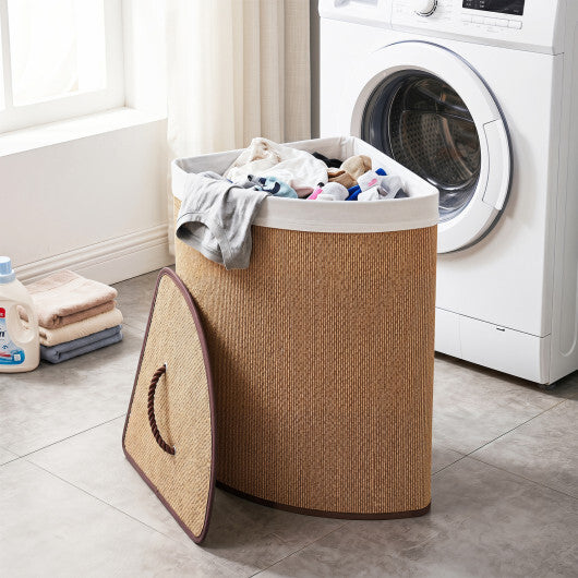 15 Gal Capacity Bamboo Laundry Hamper with Removable Liner-Brown LuxuryLifeWay Online Store