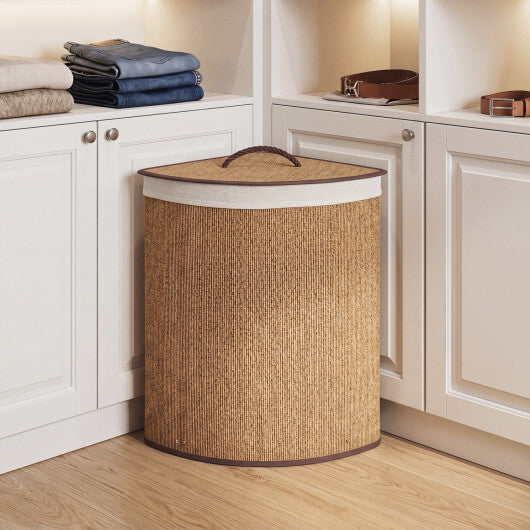 15 Gal Capacity Bamboo Laundry Hamper with Removable Liner-Brown LuxuryLifeWay Online Store