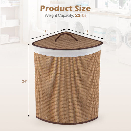 15 Gal Capacity Bamboo Laundry Hamper with Removable Liner-Brown LuxuryLifeWay Online Store