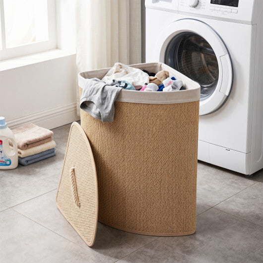 15 Gal Capacity Bamboo Laundry Hamper with Removable Liner-Brown LuxuryLifeWay Online Store