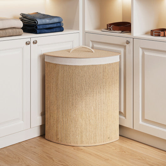 15 Gal Capacity Bamboo Laundry Hamper with Removable Liner-Brown LuxuryLifeWay Online Store