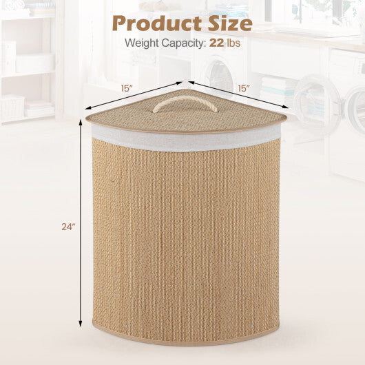 15 Gal Capacity Bamboo Laundry Hamper with Removable Liner-Brown LuxuryLifeWay Online Store
