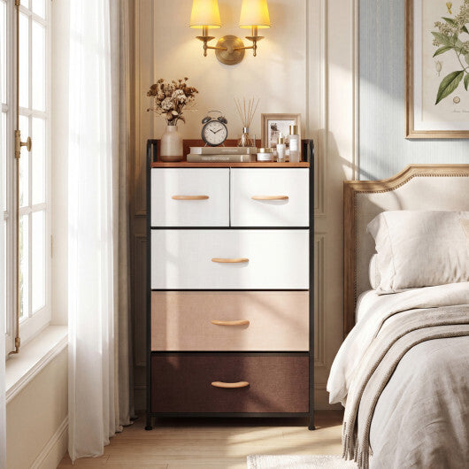 5-Drawer Fabric Dresser with Removable Fabric Bins-Multicolor LuxuryLifeWay Online Store