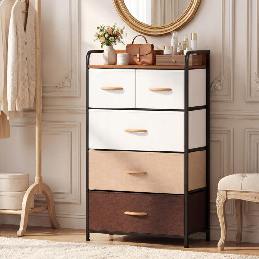 5-Drawer Fabric Dresser with Removable Fabric Bins-Multicolor LuxuryLifeWay Online Store