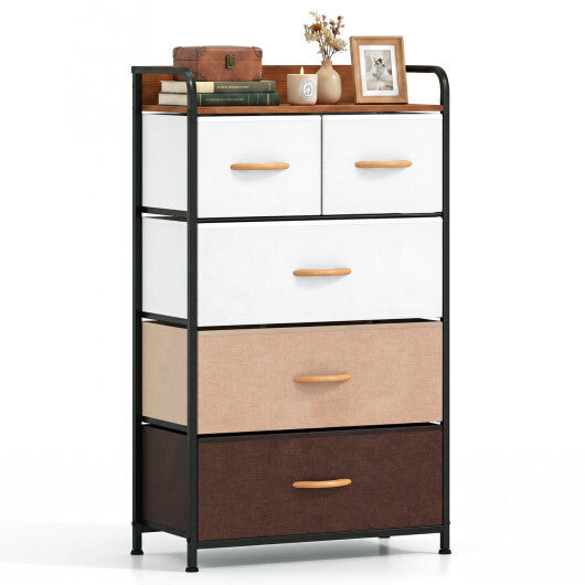 5-Drawer Fabric Dresser with Removable Fabric Bins-Multicolor LuxuryLifeWay Online Store