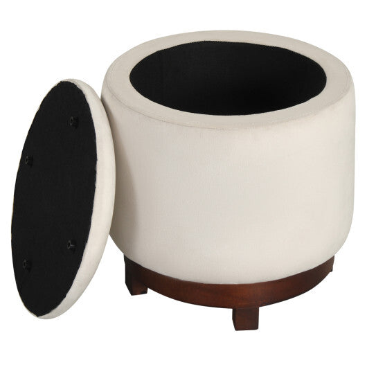 360? Swivel Velvet Foot Rest with Hidden Storage for Living Room-Beige LuxuryLifeWay Online Store