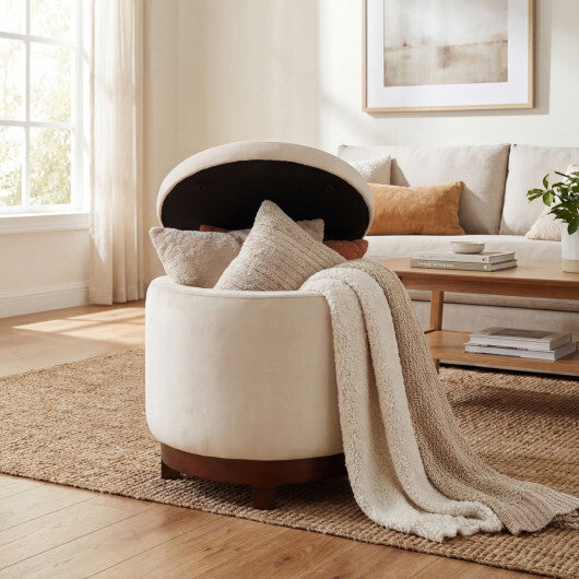 360? Swivel Velvet Foot Rest with Hidden Storage for Living Room-Beige LuxuryLifeWay Online Store