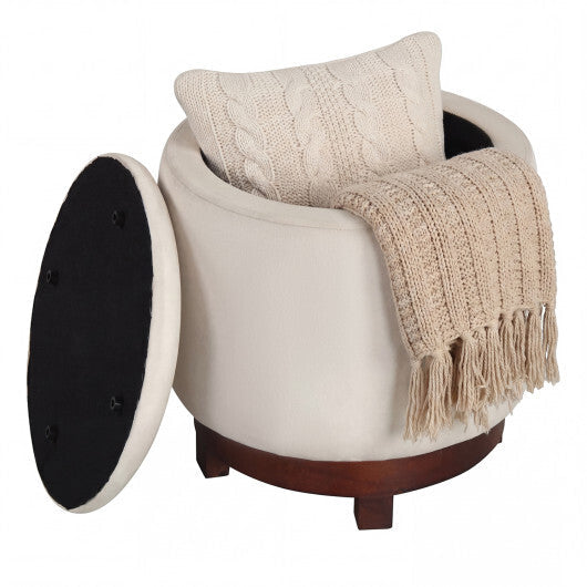 360? Swivel Velvet Foot Rest with Hidden Storage for Living Room-Beige LuxuryLifeWay Online Store