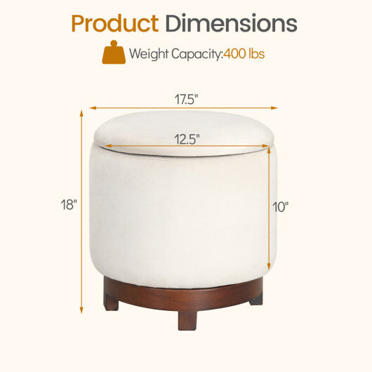 360? Swivel Velvet Foot Rest with Hidden Storage for Living Room-Beige LuxuryLifeWay Online Store
