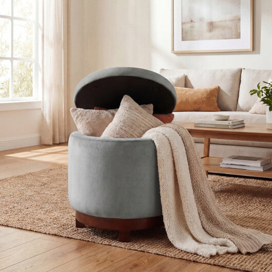 360? Swivel Velvet Foot Rest with Hidden Storage for Living Room-Beige LuxuryLifeWay Online Store