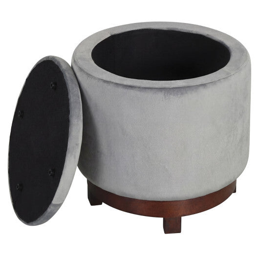 360? Swivel Velvet Foot Rest with Hidden Storage for Living Room-Beige LuxuryLifeWay Online Store