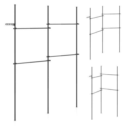 Adjustable Floor to Ceiling Clothes Rack with 4 Hanging Rods-Black LuxuryLifeWay Online Store