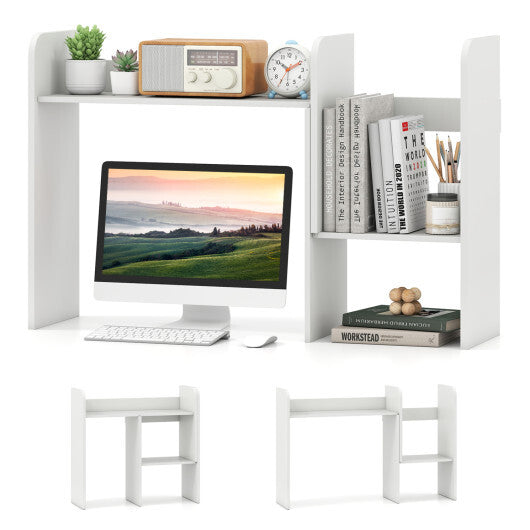 Expandable Desk Bookshelf with Open Cubes and Desktop Display Rack-Rustic Brown LuxuryLifeWay Online Store