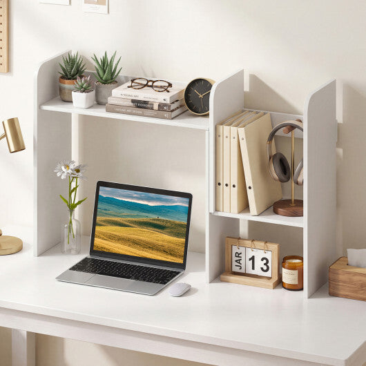 Expandable Desk Bookshelf with Open Cubes and Desktop Display Rack-Rustic Brown LuxuryLifeWay Online Store