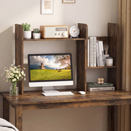 Expandable Desk Bookshelf with Open Cubes and Desktop Display Rack-Rustic Brown LuxuryLifeWay Online Store