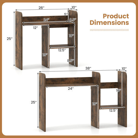 Expandable Desk Bookshelf with Open Cubes and Desktop Display Rack-Rustic Brown LuxuryLifeWay Online Store