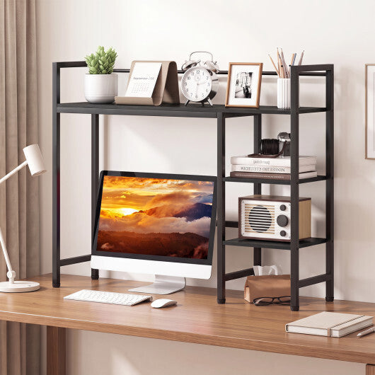 Desktop Bookshelf 38.5" W with Storage Display Rack for Home Office-Black LuxuryLifeWay Online Store