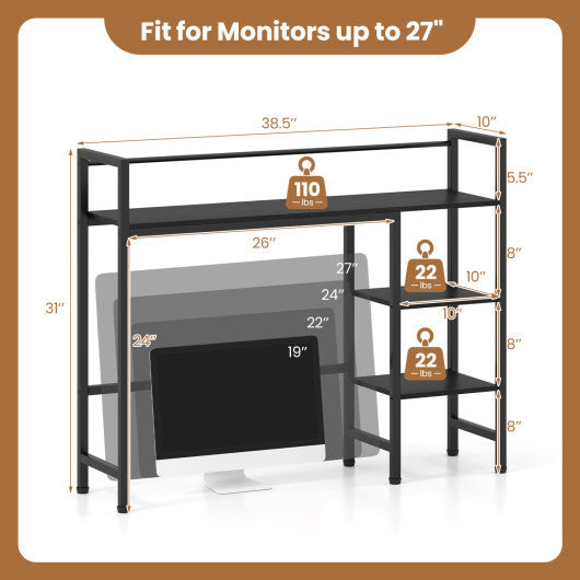 Desktop Bookshelf 38.5" W with Storage Display Rack for Home Office-Black LuxuryLifeWay Online Store