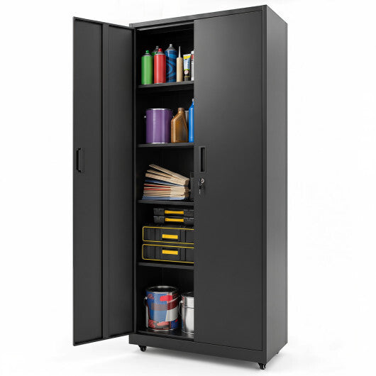Rolling Metal Storage Cabinet 73 Inches Lockable File Cabinet with 4 Smooth Wheels-Black LuxuryLifeWay Online Store