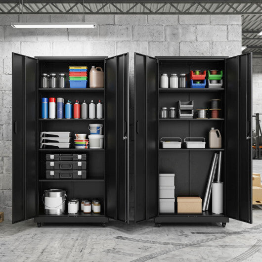 Rolling Metal Storage Cabinet 73 Inches Lockable File Cabinet with 4 Smooth Wheels-Black LuxuryLifeWay Online Store