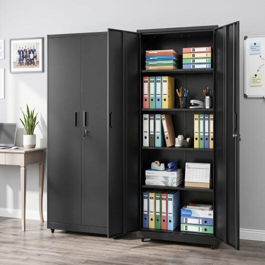 Rolling Metal Storage Cabinet 73 Inches Lockable File Cabinet with 4 Smooth Wheels-Black LuxuryLifeWay Online Store