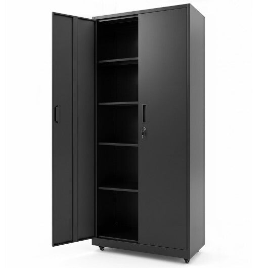 Rolling Metal Storage Cabinet 73 Inches Lockable File Cabinet with 4 Smooth Wheels-Black LuxuryLifeWay Online Store