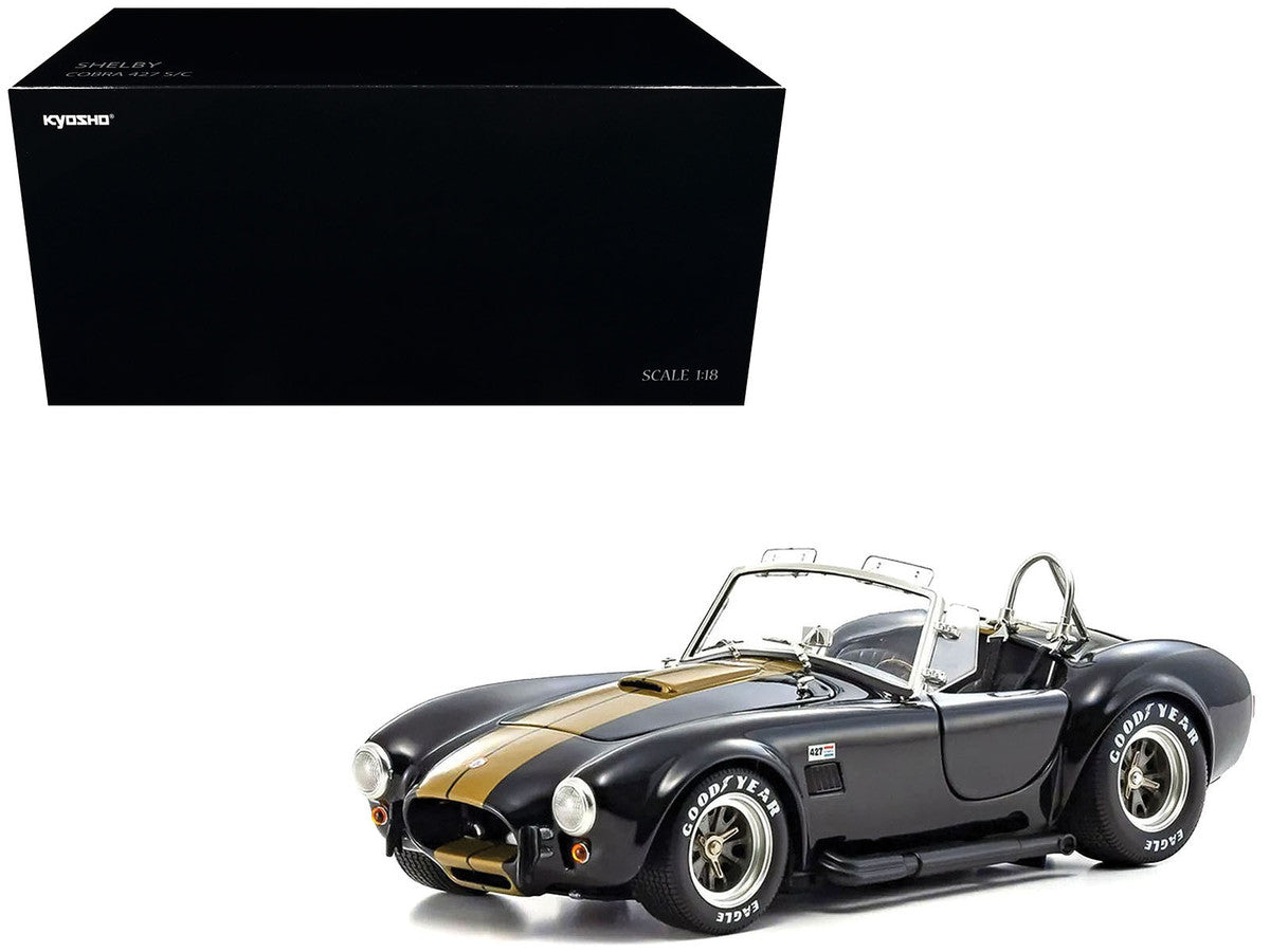 Shelby Cobra 427 S/C Black with Gold Stripes 1/18 Diecast Model Car by Kyosho LuxuryLifeWay Online Store