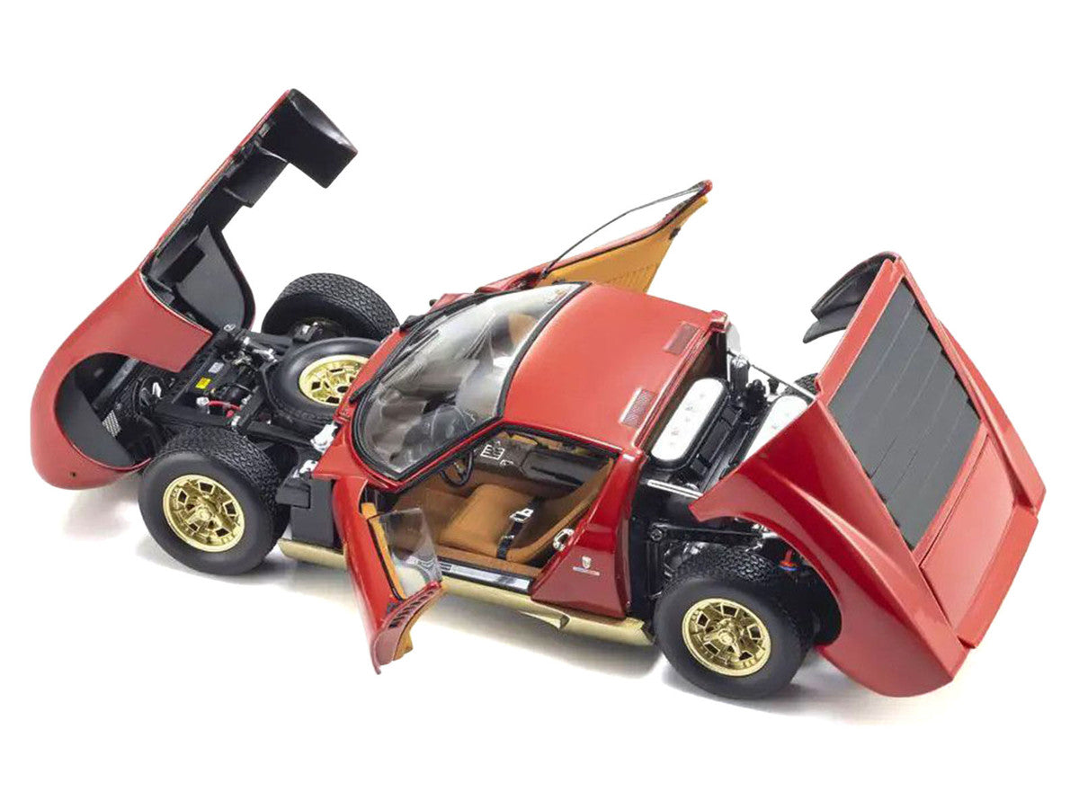 Lamborghini Miura P 400 Red with Gold Accents 1/18 Diecast Model Car by Kyosho LuxuryLifeWay Online Store