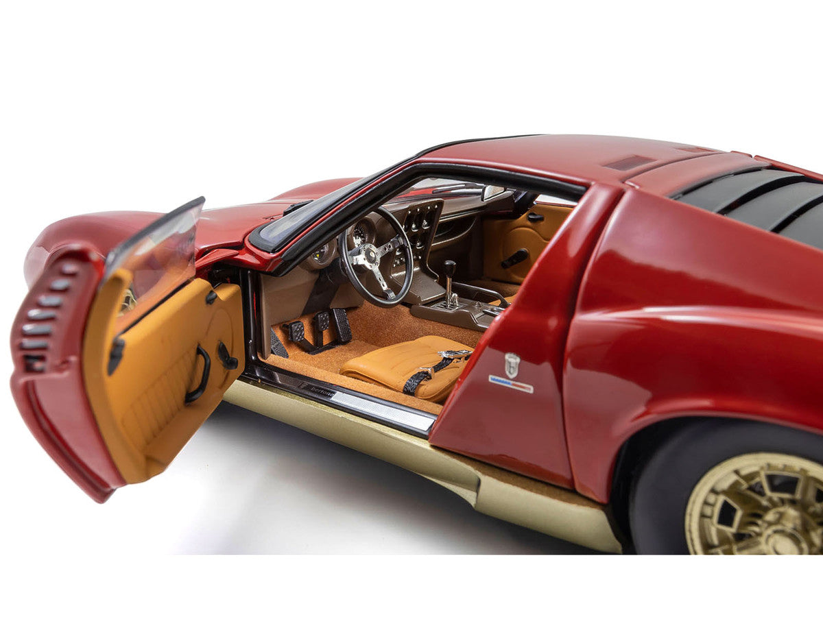 Lamborghini Miura P 400 Red with Gold Accents 1/18 Diecast Model Car by Kyosho LuxuryLifeWay Online Store