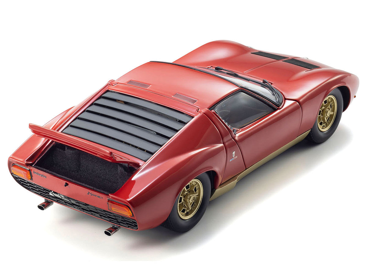 Lamborghini Miura P 400 Red with Gold Accents 1/18 Diecast Model Car by Kyosho LuxuryLifeWay Online Store
