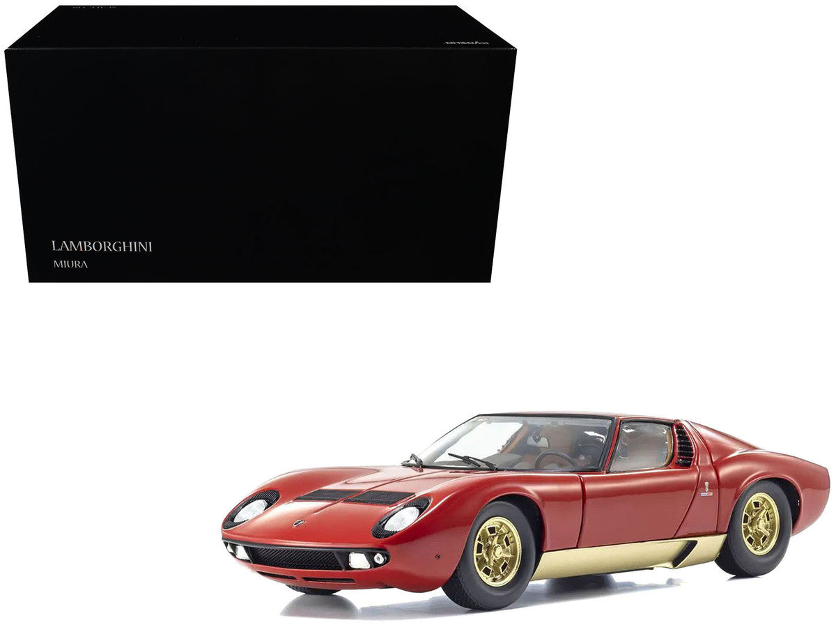 Lamborghini Miura P 400 Red with Gold Accents 1/18 Diecast Model Car by Kyosho LuxuryLifeWay Online Store