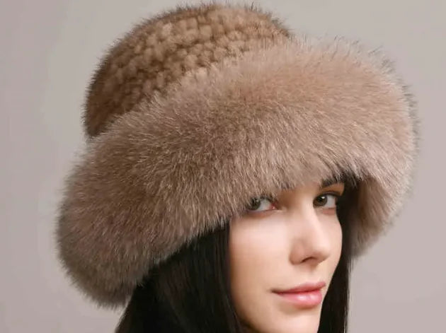 Mink Hair Hat - Lady Braided Fur Winter Hat