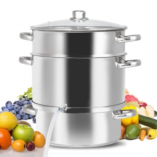 11-Quart Stainless Steel Pan Fruit Juicer Steamer - Color: Silver LuxuryLifeWay Online Store