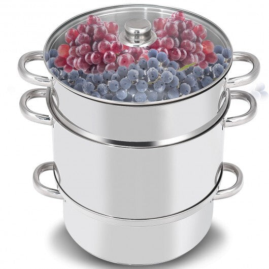 11-Quart Stainless Steel Pan Fruit Juicer Steamer - Color: Silver LuxuryLifeWay Online Store