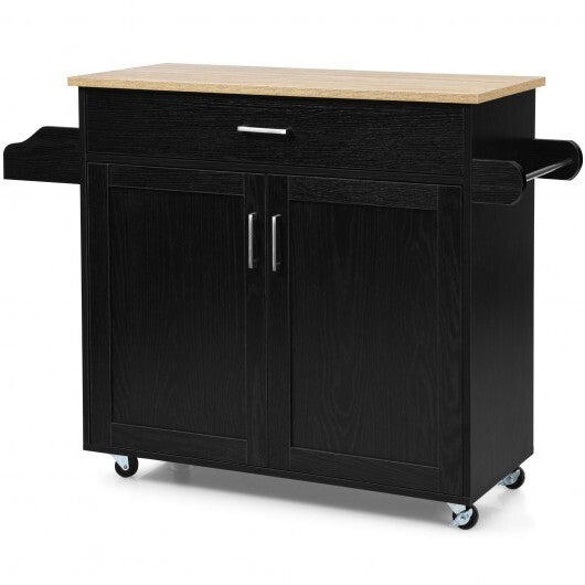 Rolling Kitchen Island Cart with Towel and Spice Rack-Gray LuxuryLifeWay Online Store
