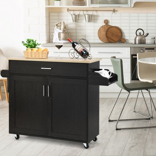 Rolling Kitchen Island Cart with Towel and Spice Rack-Gray LuxuryLifeWay Online Store