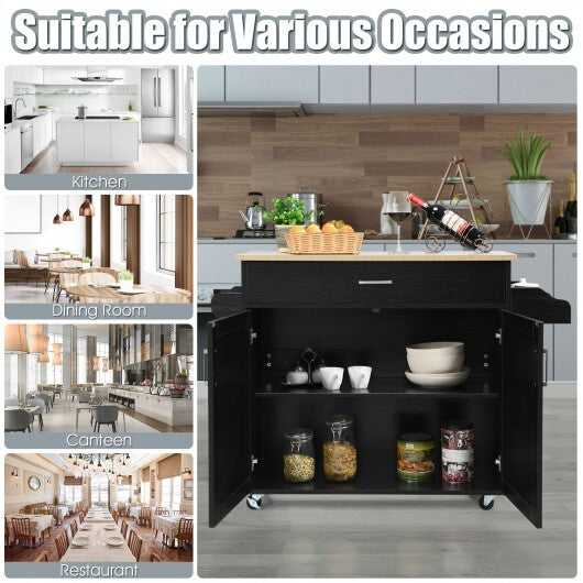Rolling Kitchen Island Cart with Towel and Spice Rack-Gray LuxuryLifeWay Online Store