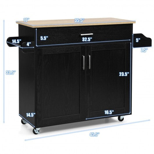 Rolling Kitchen Island Cart with Towel and Spice Rack-Gray LuxuryLifeWay Online Store