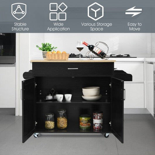Rolling Kitchen Island Cart with Towel and Spice Rack-Gray LuxuryLifeWay Online Store