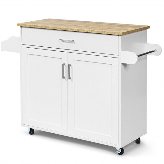 Rolling Kitchen Island Cart with Towel and Spice Rack-Gray LuxuryLifeWay Online Store