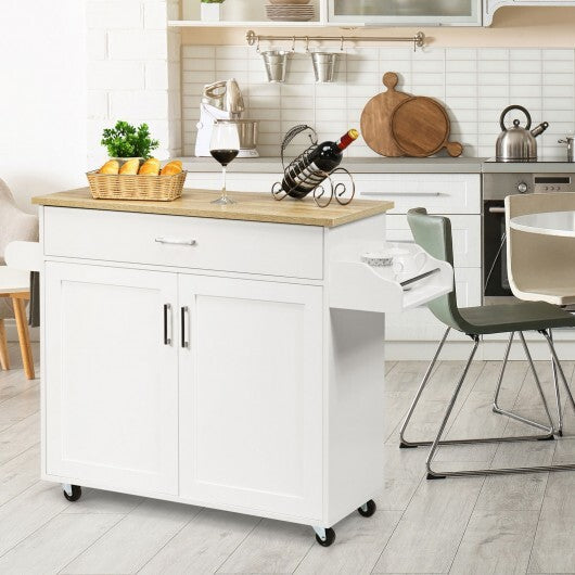 Rolling Kitchen Island Cart with Towel and Spice Rack-Gray LuxuryLifeWay Online Store