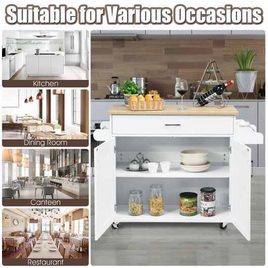 Rolling Kitchen Island Cart with Towel and Spice Rack-Gray LuxuryLifeWay Online Store