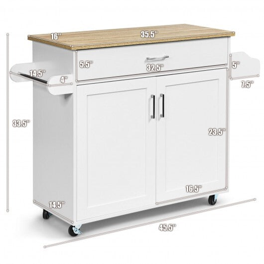 Rolling Kitchen Island Cart with Towel and Spice Rack-Gray LuxuryLifeWay Online Store