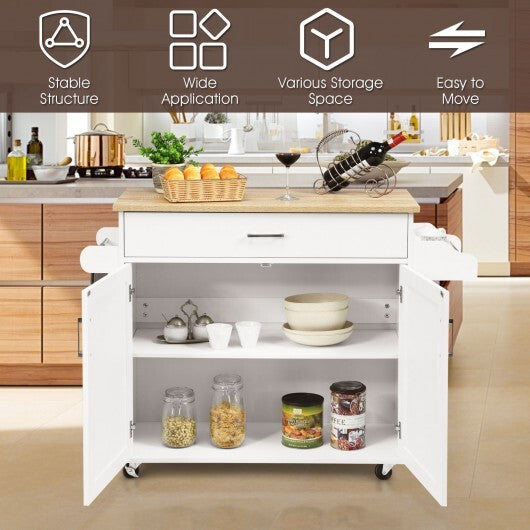 Rolling Kitchen Island Cart with Towel and Spice Rack-Gray LuxuryLifeWay Online Store