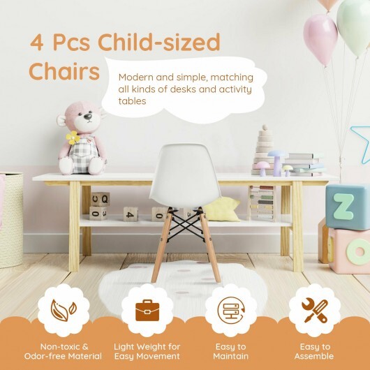 4 PCS Children Chair Set Medieval Style Dining Chairs with Wood Legs LuxuryLifeWay Online Store