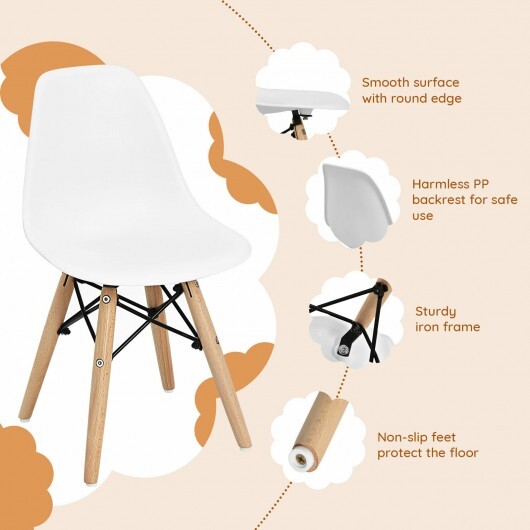 4 PCS Children Chair Set Medieval Style Dining Chairs with Wood Legs LuxuryLifeWay Online Store