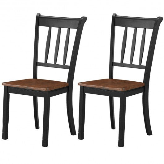 2 Pieces Solid Whitesburg Spindle Back Wood Dining Chairs-Black LuxuryLifeWay Online Store