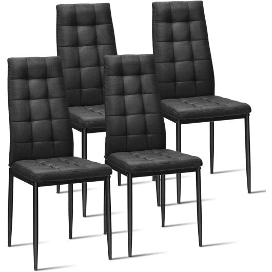 Set of 4 Fabric Dining Chairs Set with Upholstered Cushion and High Back LuxuryLifeWay Online Store